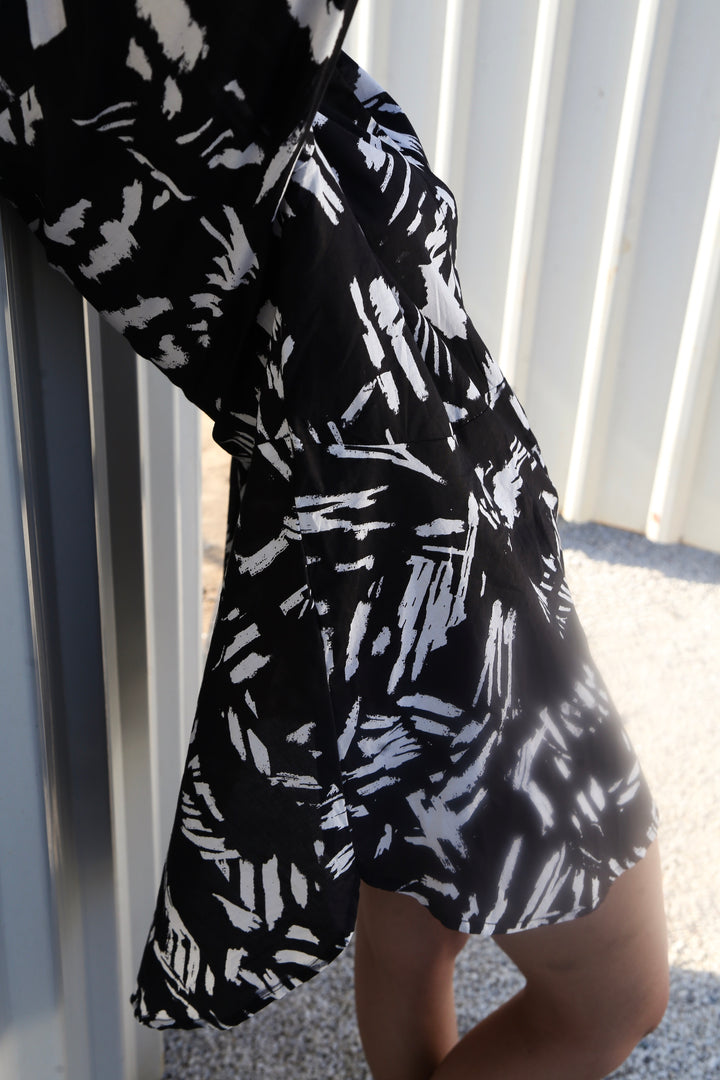 Handprinted Patterned Shirt Dress