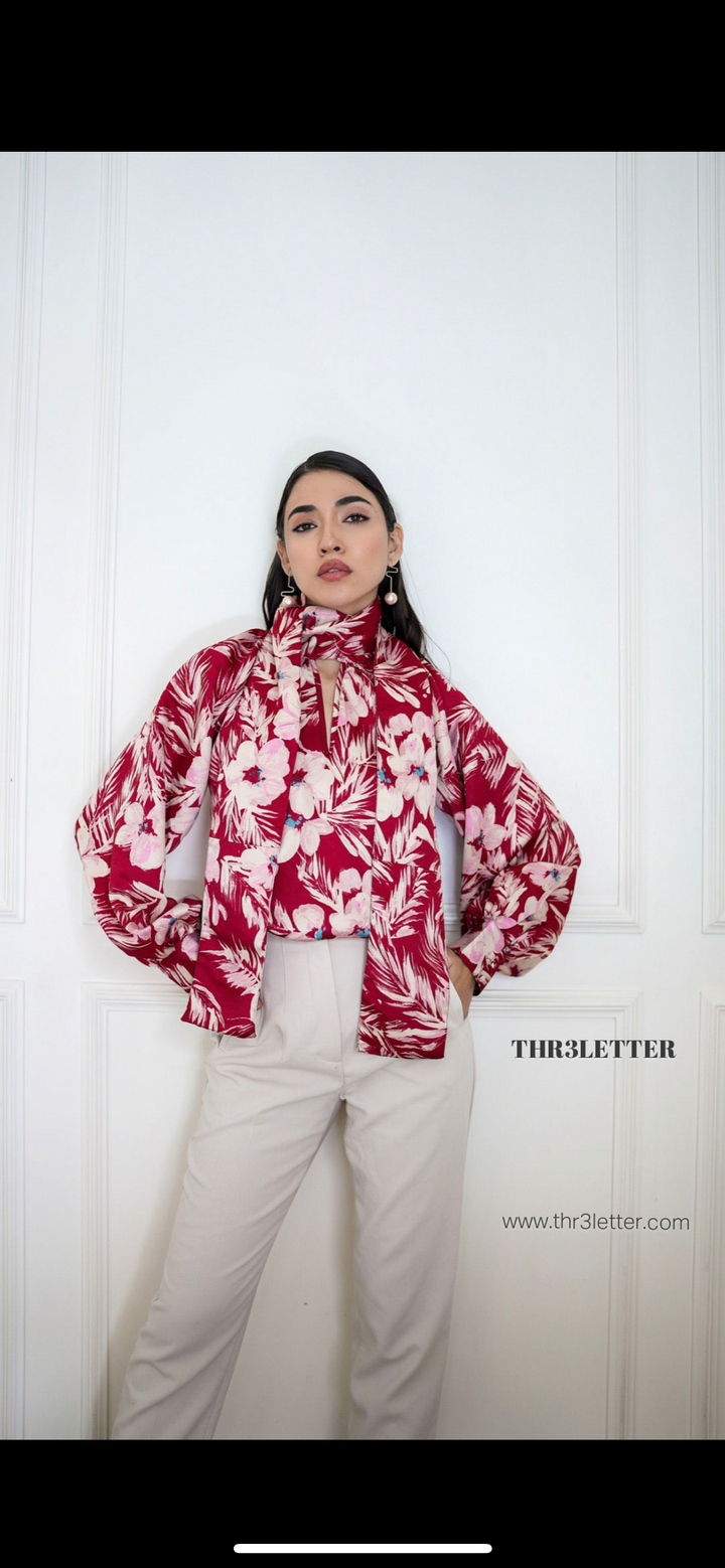 Rosé Scarf Blouse