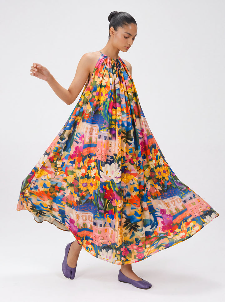 Sienna Flowing Halter Neck Maxi Dress