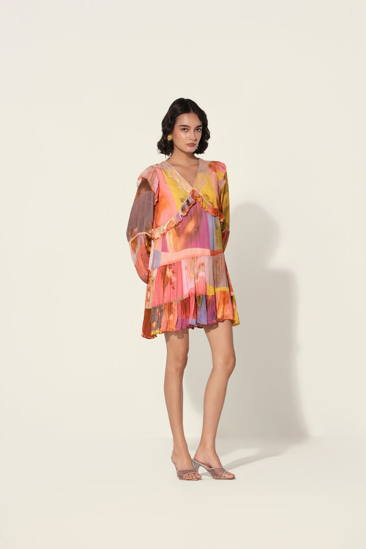 Mia in Amelia Ruffle-Trim Mini Dress