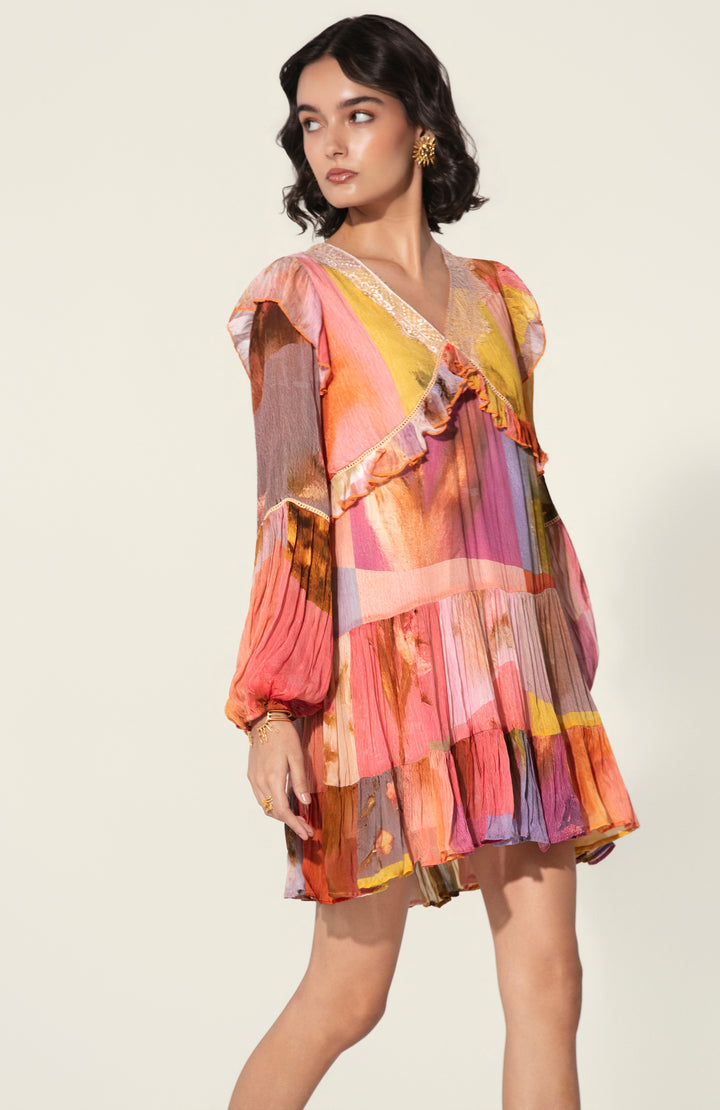Mia in Amelia Ruffle-Trim Mini Dress