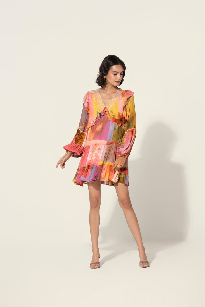 Mia in Amelia Ruffle-Trim Mini Dress