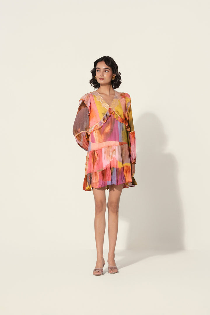 Mia in Amelia Ruffle-Trim Mini Dress
