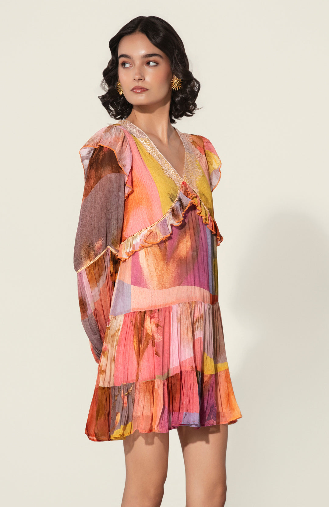 Mia in Amelia Ruffle-Trim Mini Dress