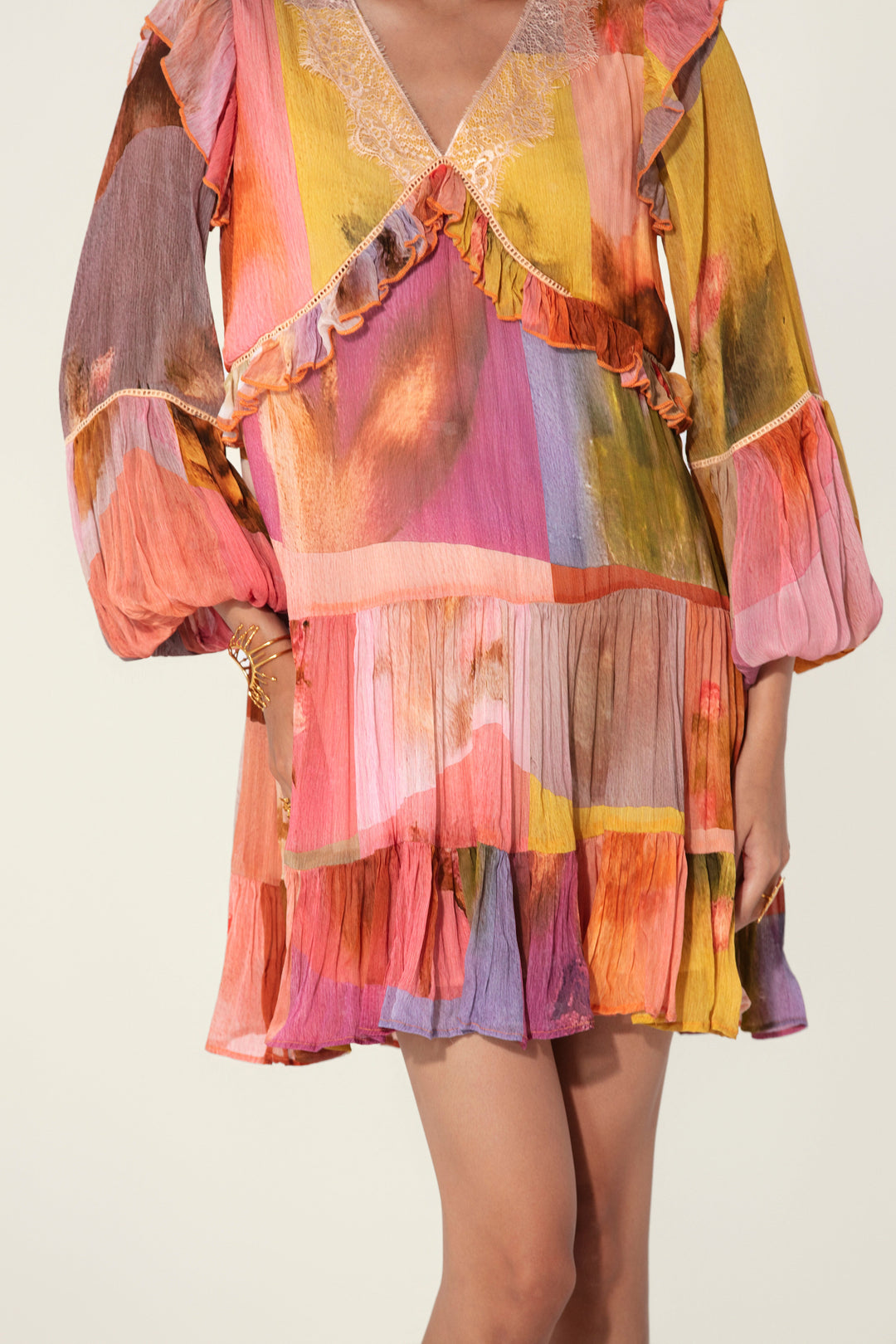 Mia in Amelia Ruffle-Trim Mini Dress