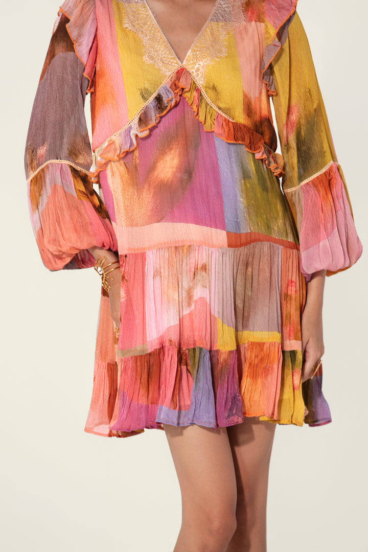 Mia in Amelia Ruffle-Trim Mini Dress
