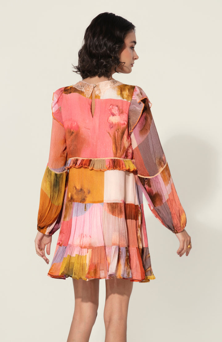 Mia in Amelia Ruffle-Trim Mini Dress