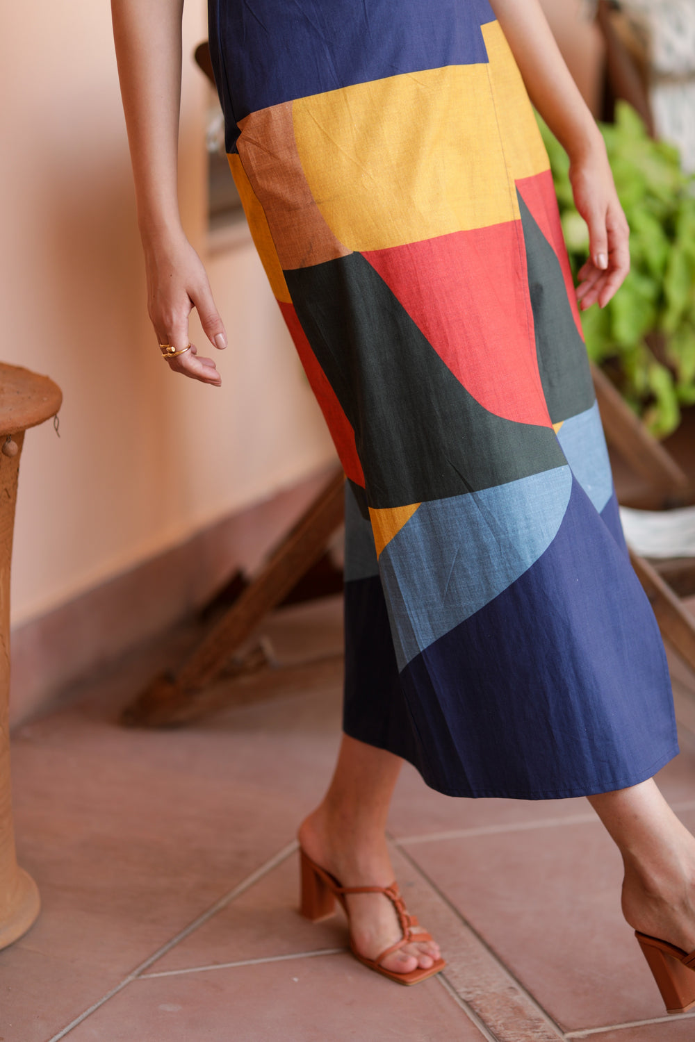 Cleopatra zoom , Modern cleopatra skirt by thr3letter featuring artistic color blocking in navy, mustard and coral