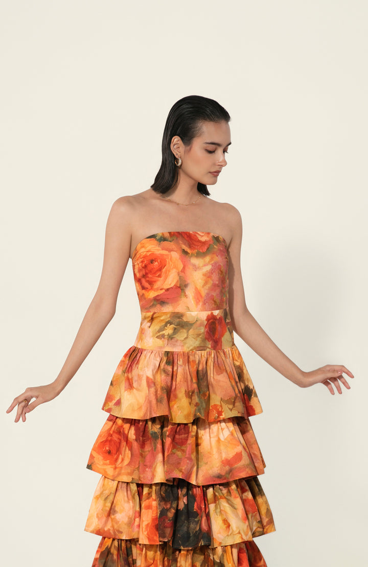 Antara in Mahlaqa Tiered Strapless Dress