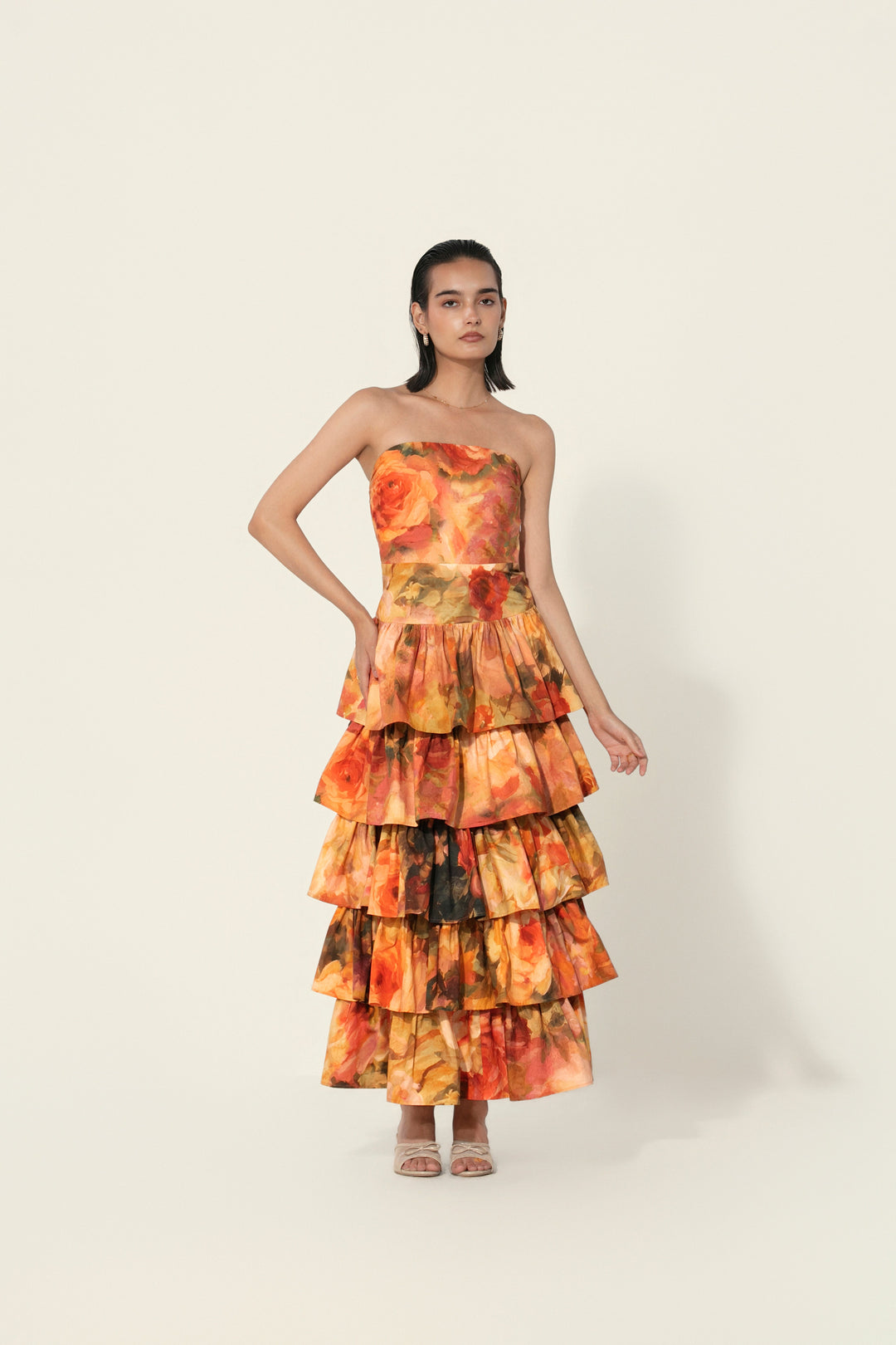Antara in Mahlaqa Tiered Strapless Dress