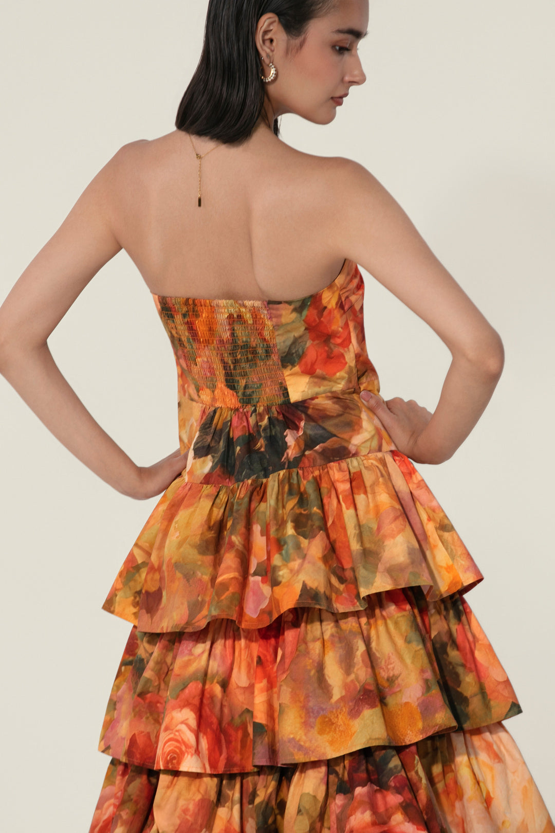 Antara in Mahlaqa Tiered Strapless Dress