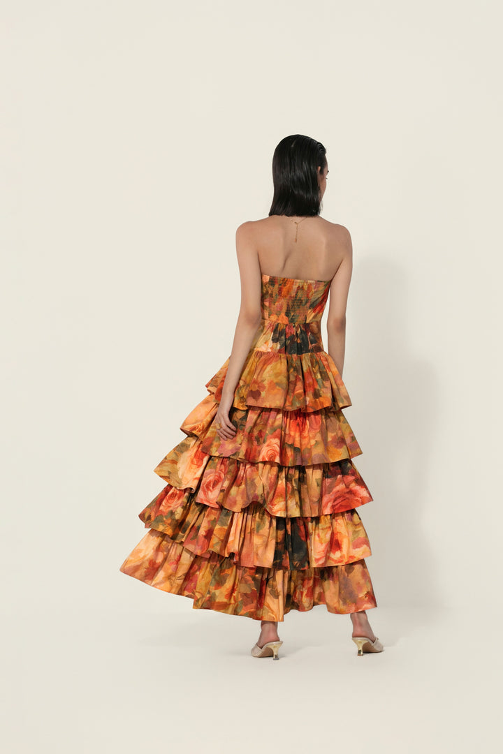 Antara in Mahlaqa Tiered Strapless Dress