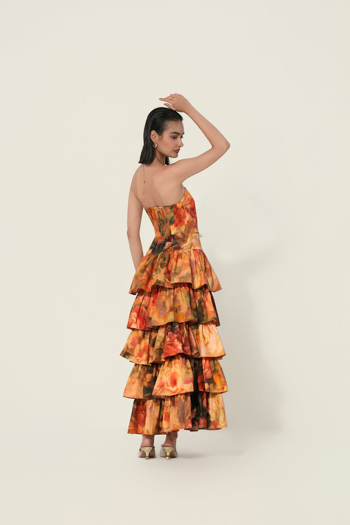 Antara in Mahlaqa Tiered Strapless Dress