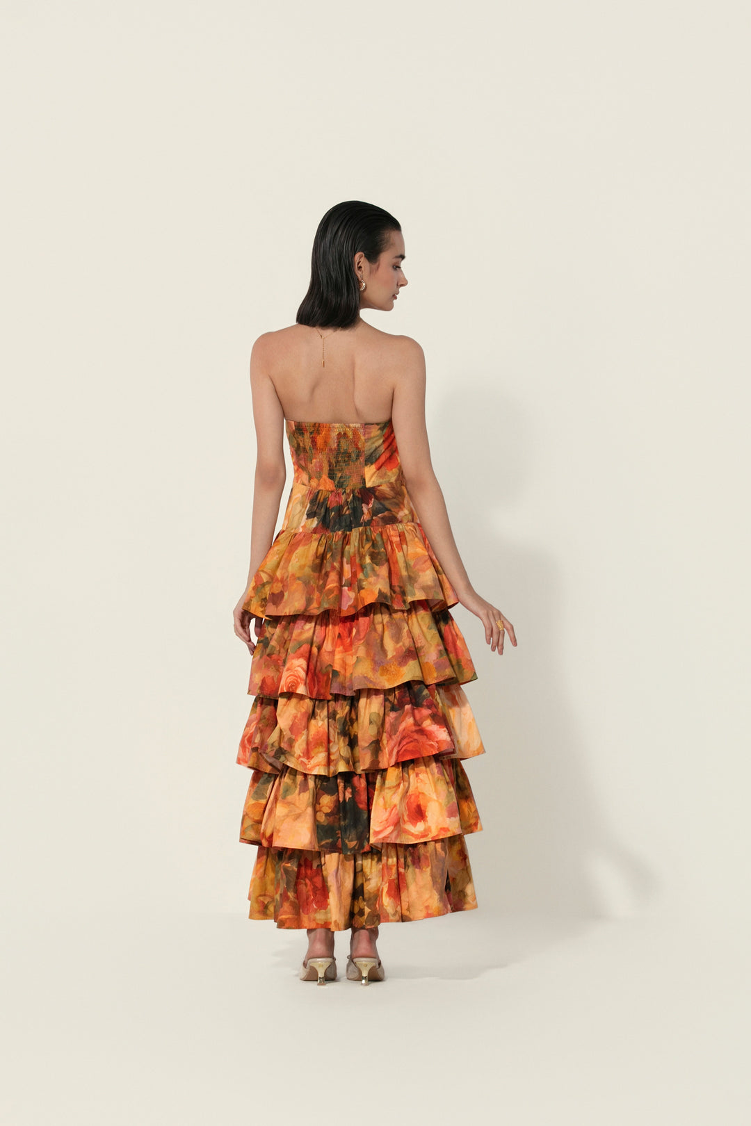 Antara in Mahlaqa Tiered Strapless Dress