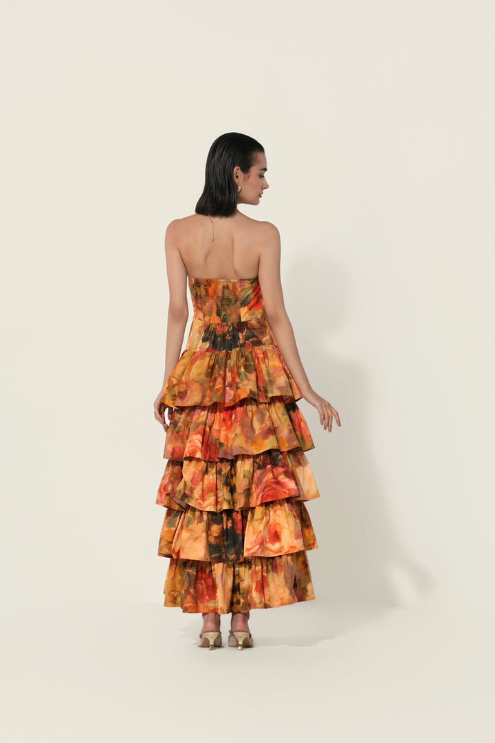 Antara in Mahlaqa Tiered Strapless Dress