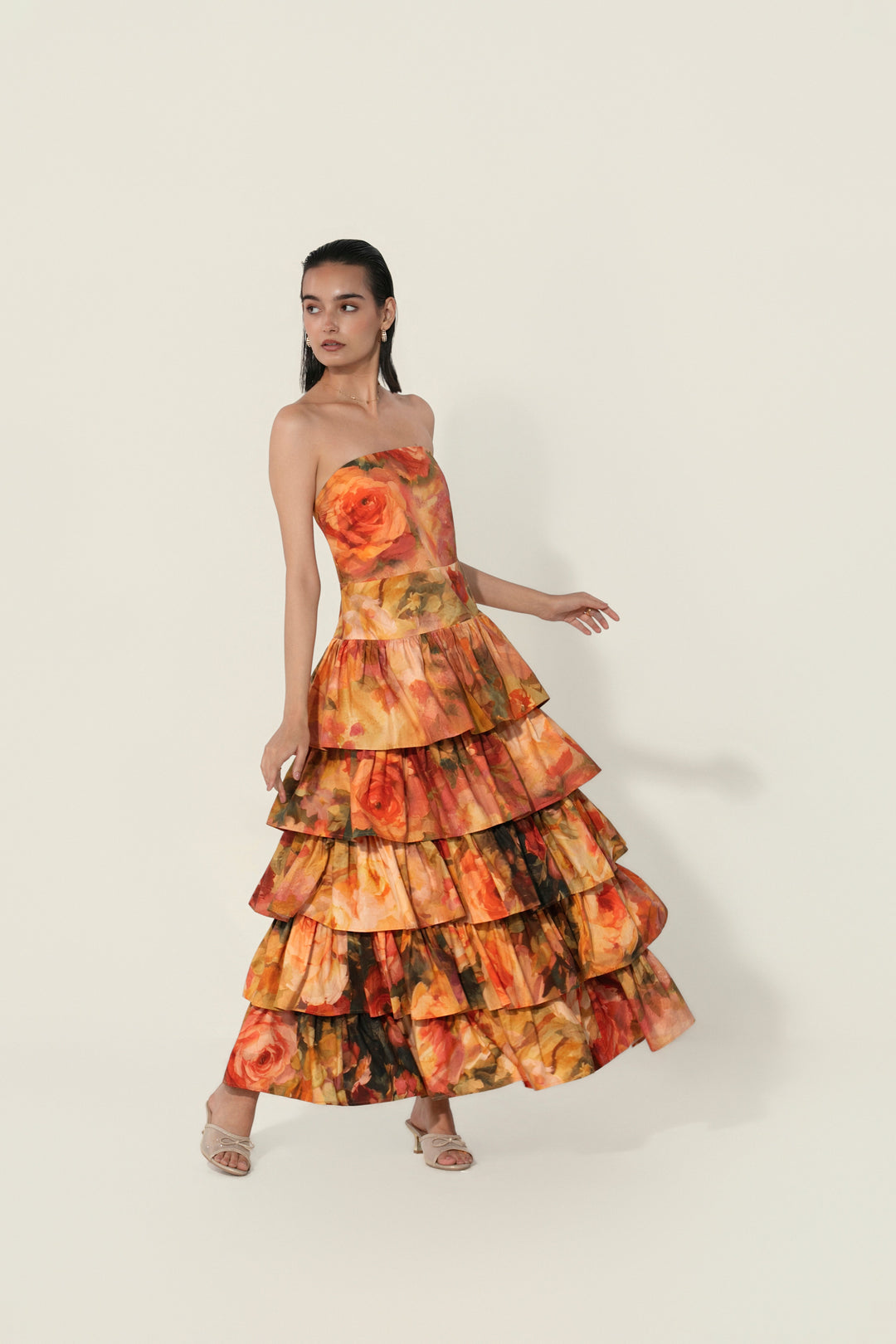 Antara in Mahlaqa Tiered Strapless Dress