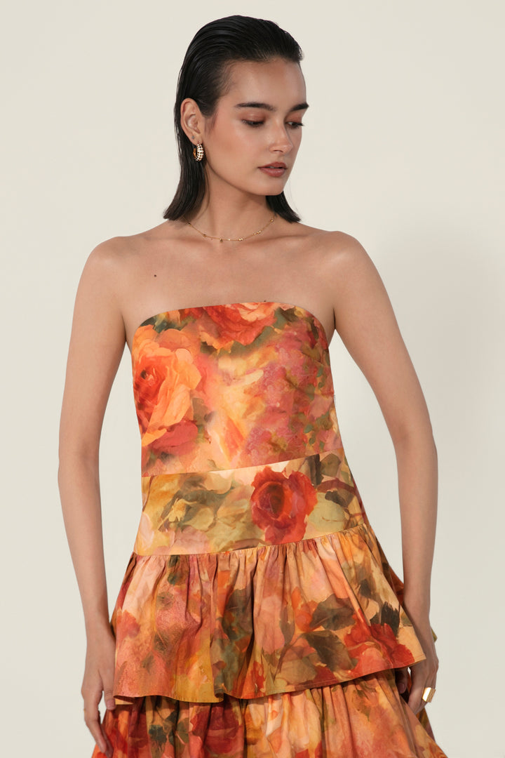 Antara in Mahlaqa Tiered Strapless Dress