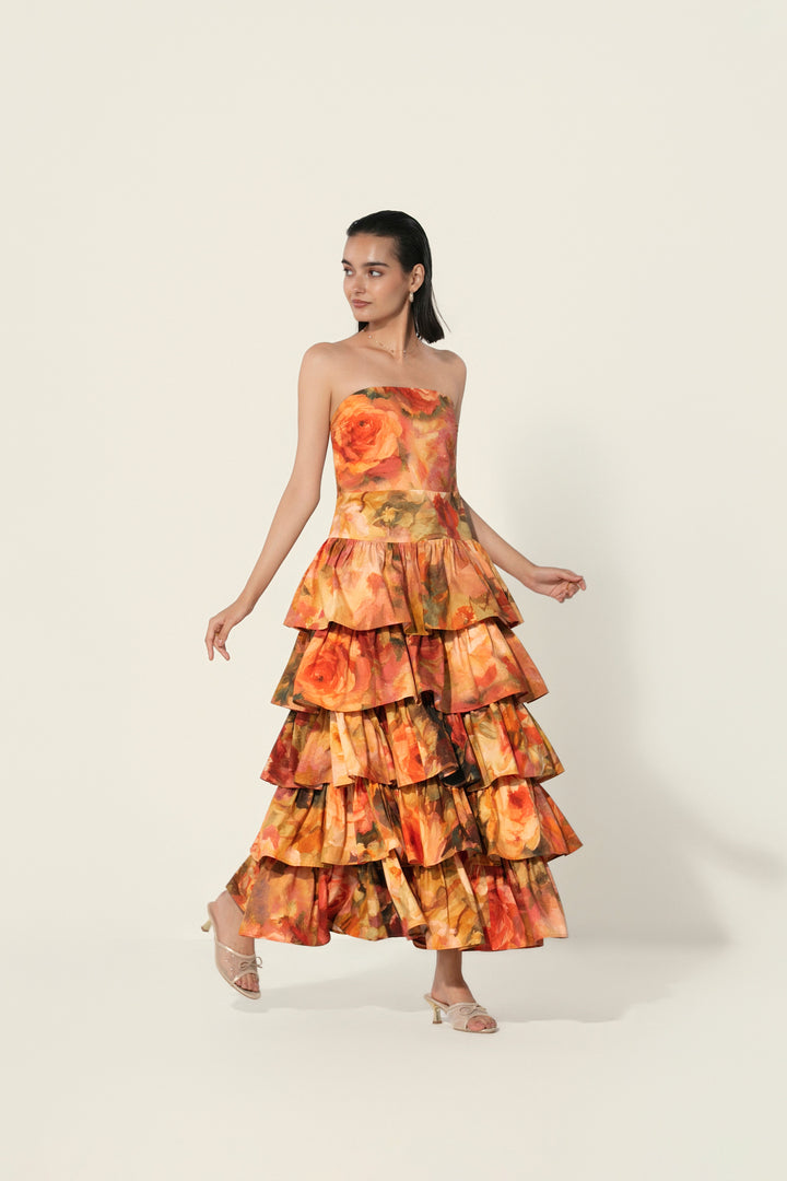 Antara in Mahlaqa Tiered Strapless Dress