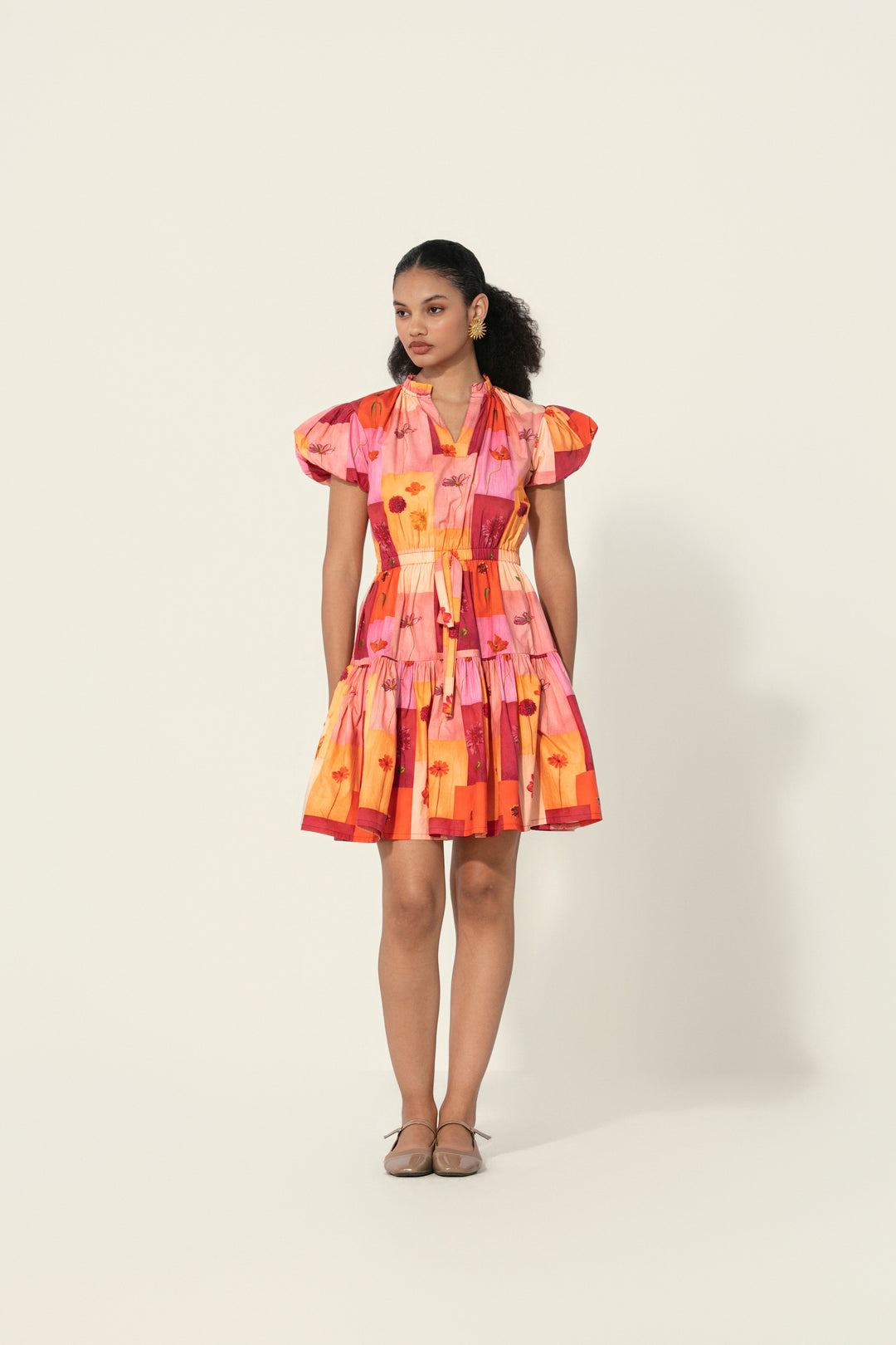 Sara in Rosita Drawstring Mini Dress