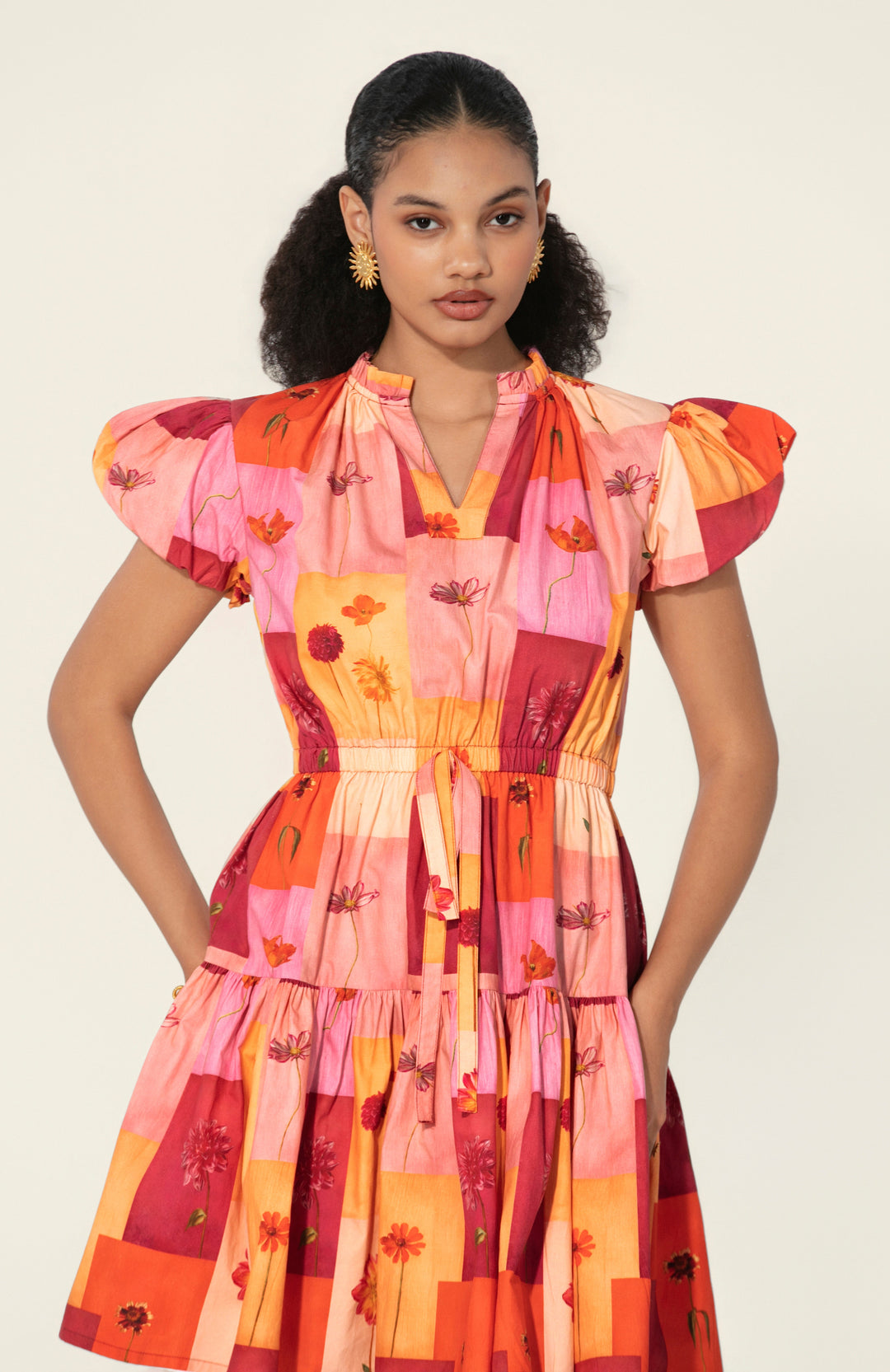 Sara in Rosita Drawstring Mini Dress