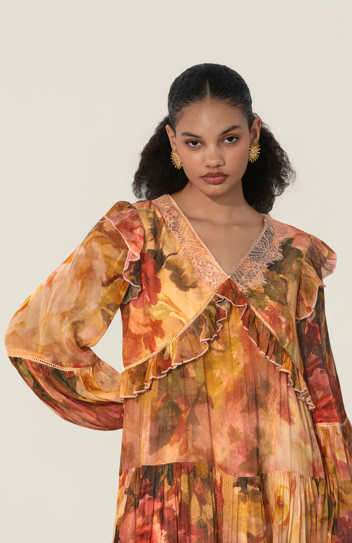 Mahlaqa Ruffle Trim Mini Dress