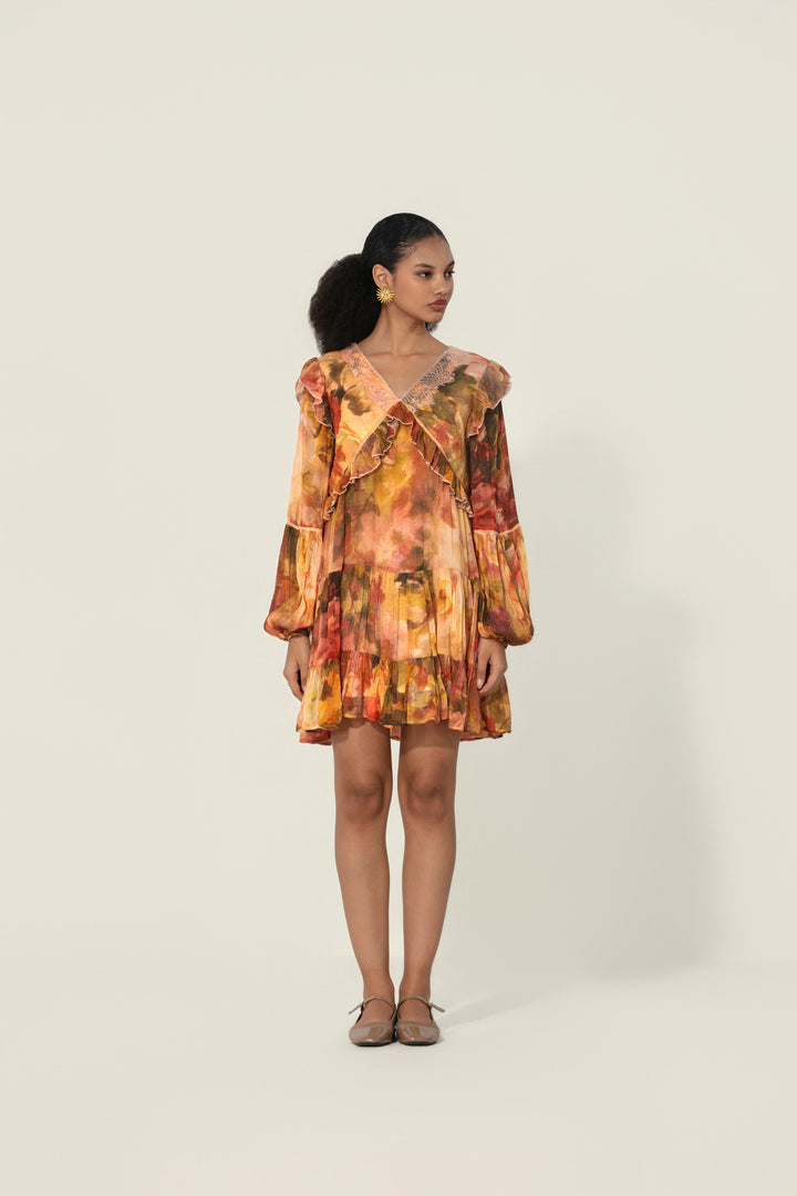 Mahlaqa Ruffle Trim Mini Dress