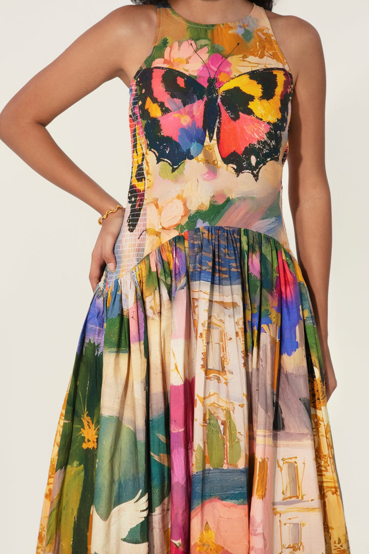 Jeanne Smocked Drop-Waist Maxi Dress