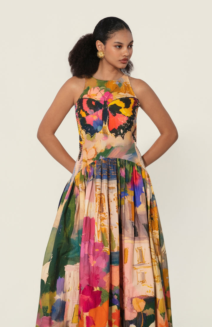 Jeanne Smocked Drop-Waist Maxi Dress