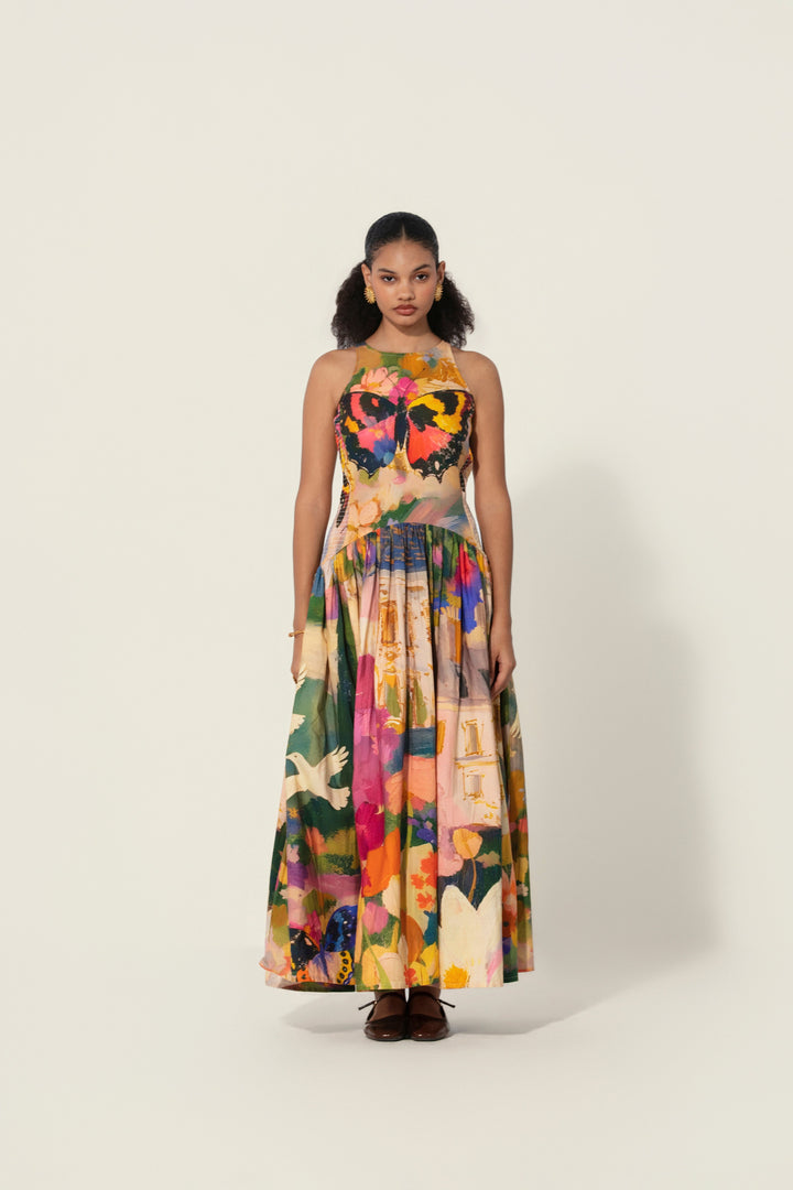 Jeanne Smocked Drop-Waist Maxi Dress