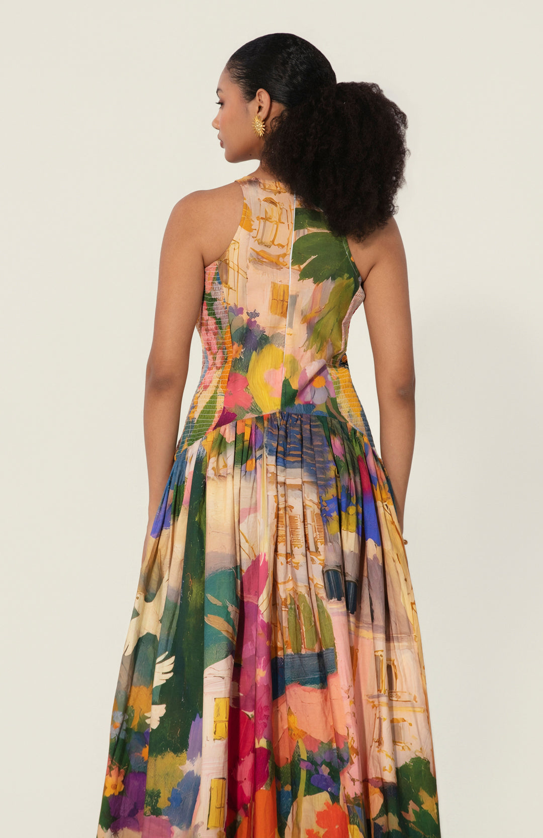Jeanne Smocked Drop-Waist Maxi Dress