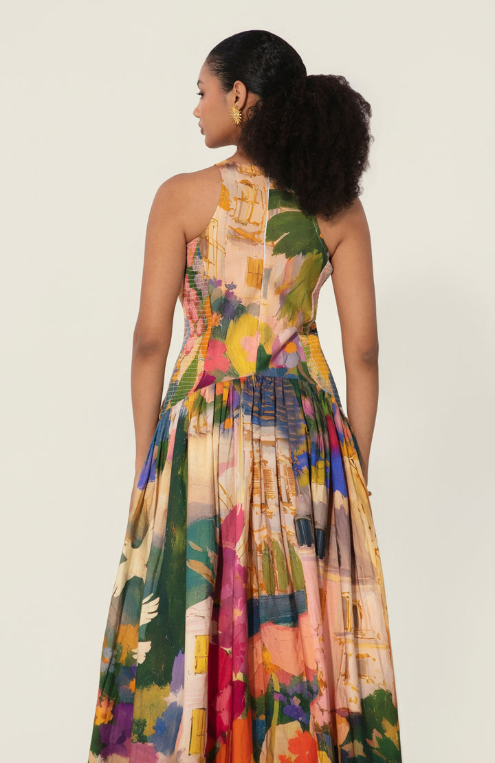 Jeanne Smocked Drop-Waist Maxi Dress