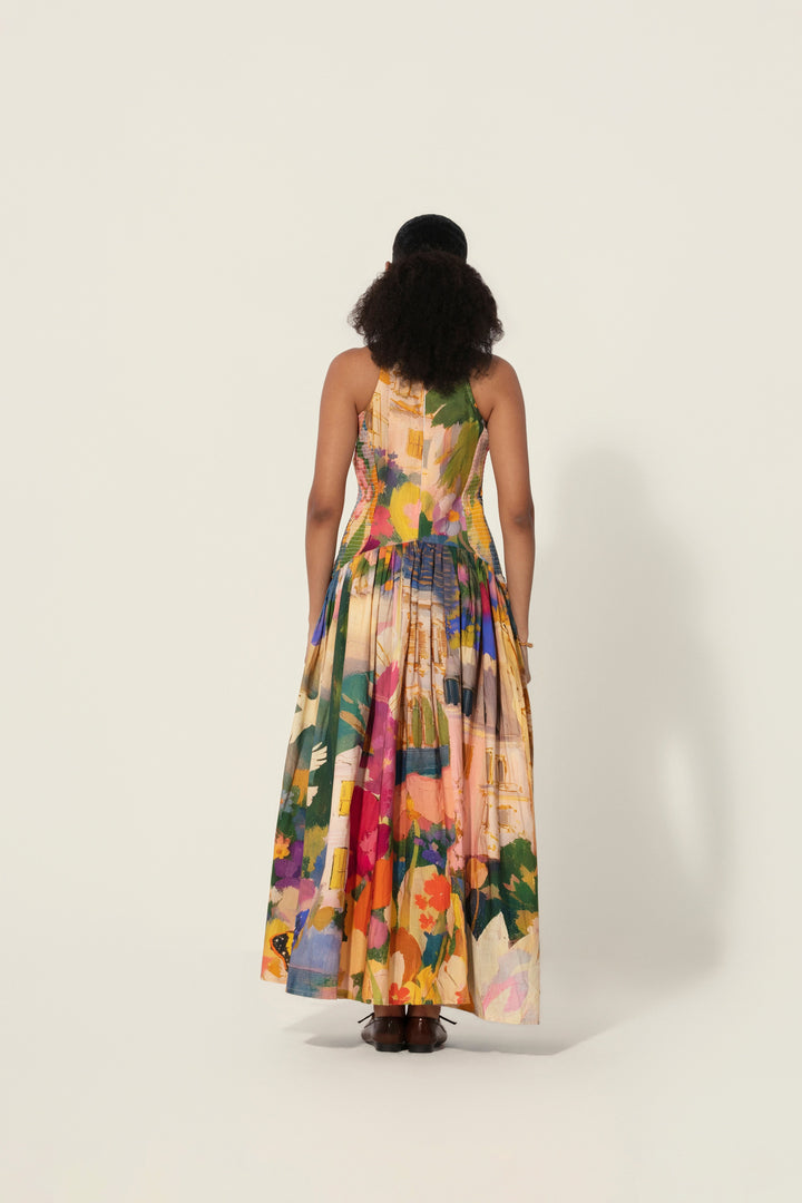 Jeanne Smocked Drop-Waist Maxi Dress