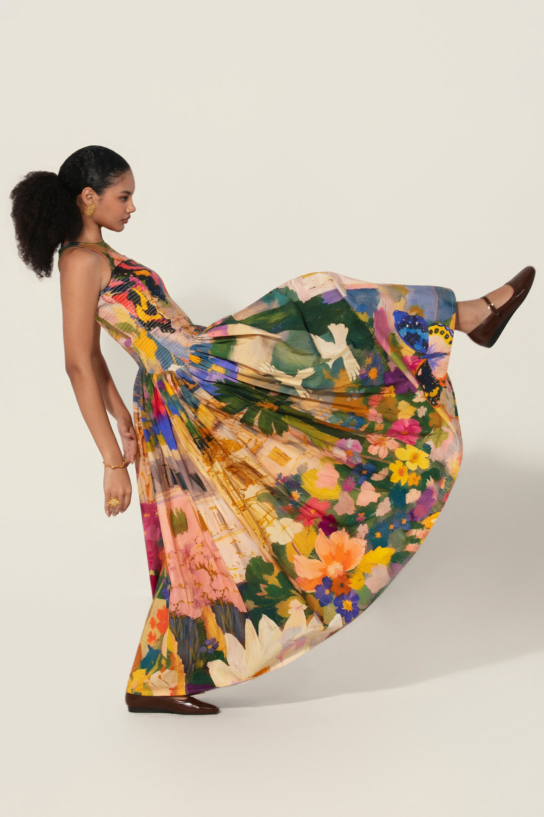 Jeanne Smocked Drop-Waist Maxi Dress
