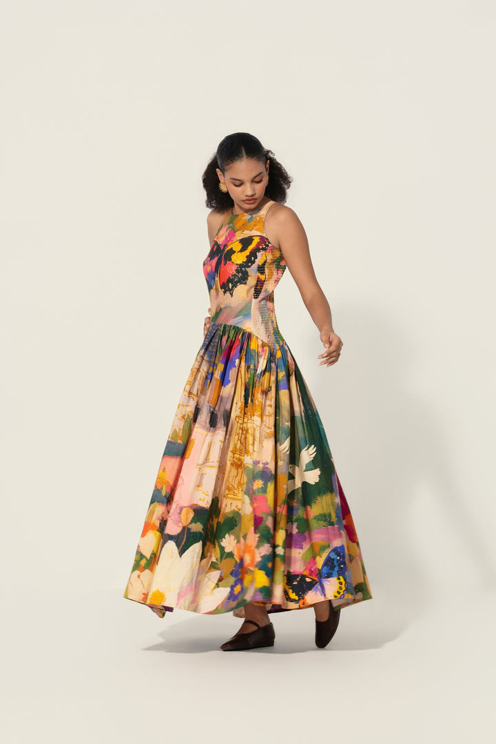 Jeanne Smocked Drop-Waist Maxi Dress