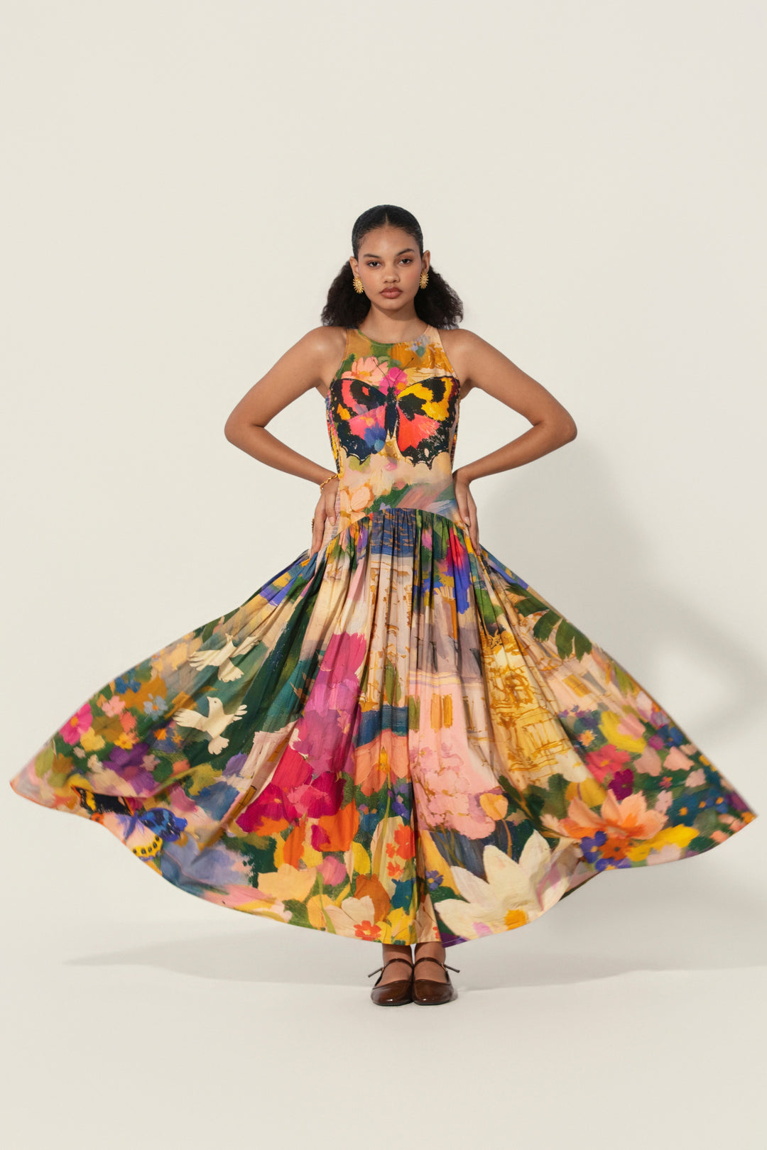 Jeanne Smocked Drop-Waist Maxi Dress