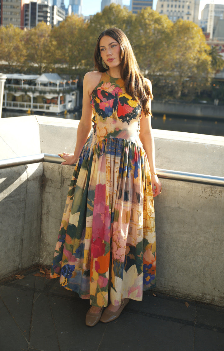 Bunila in Jeanne Smocked Drop-Waist Maxi Dress