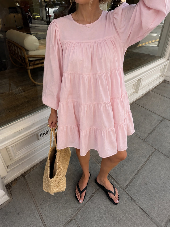 Vibha in blush Tiered Cotton Mini Dress