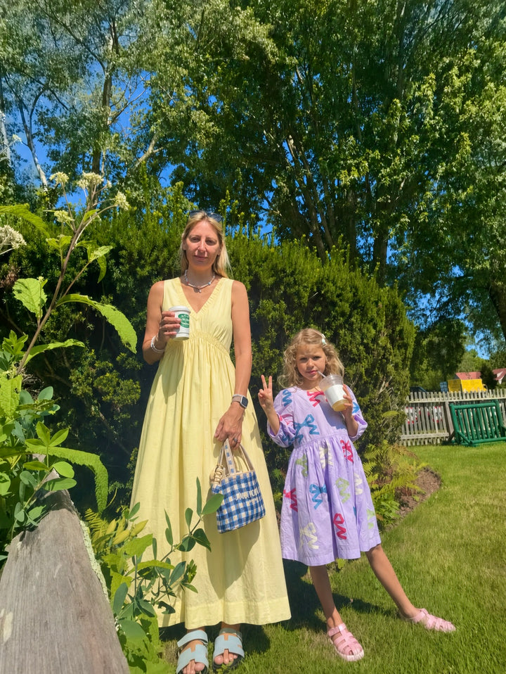 Paris in Butter V-Neck Gathered Maxi Dress