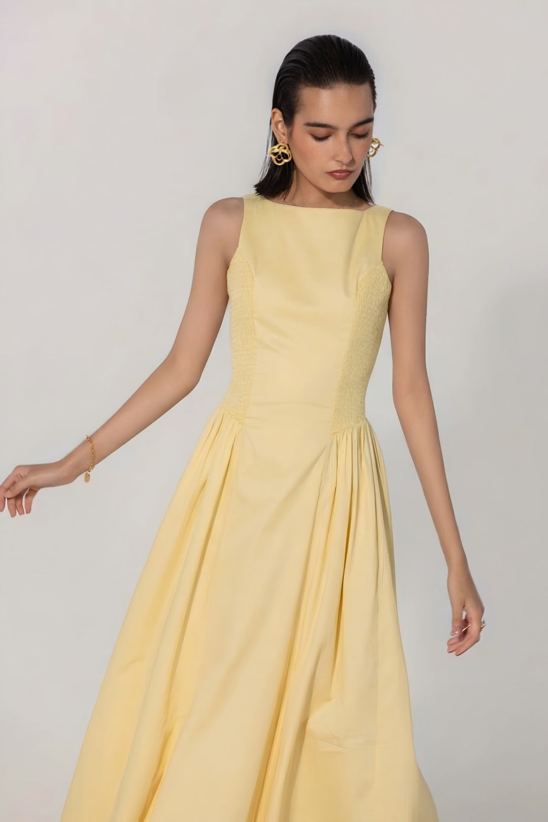 The Sun Shirred Panel Maxi Dress