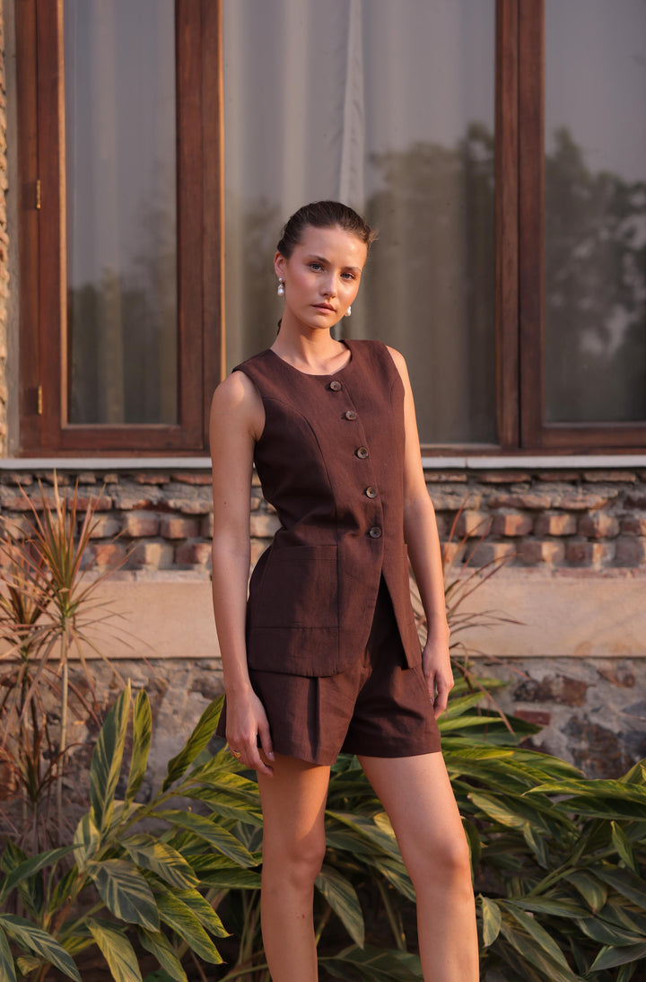 Xena Vest Co-ord- Espresso