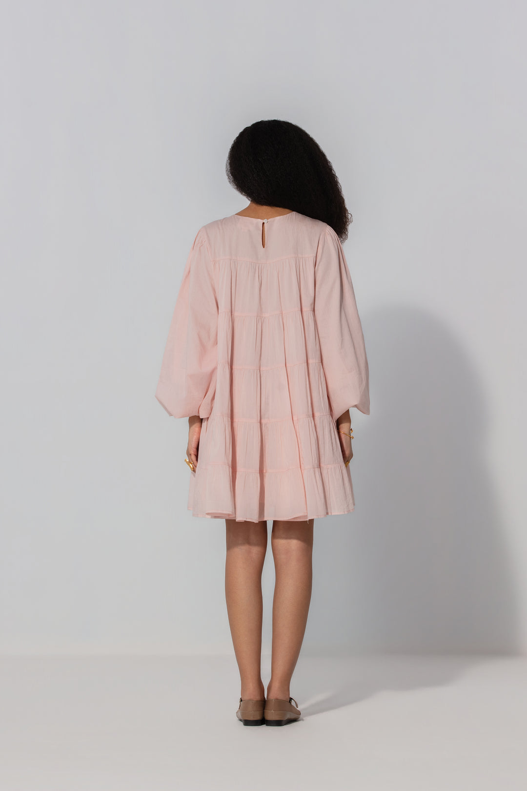 Blush Tiered Cotton Mini Dress
