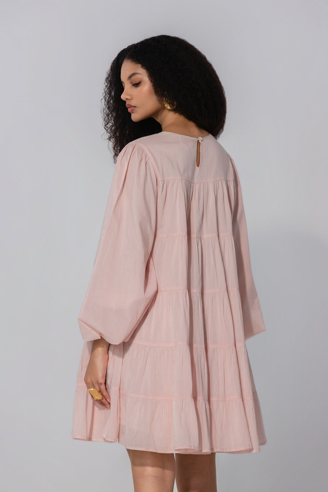 Blush Tiered Cotton Mini Dress