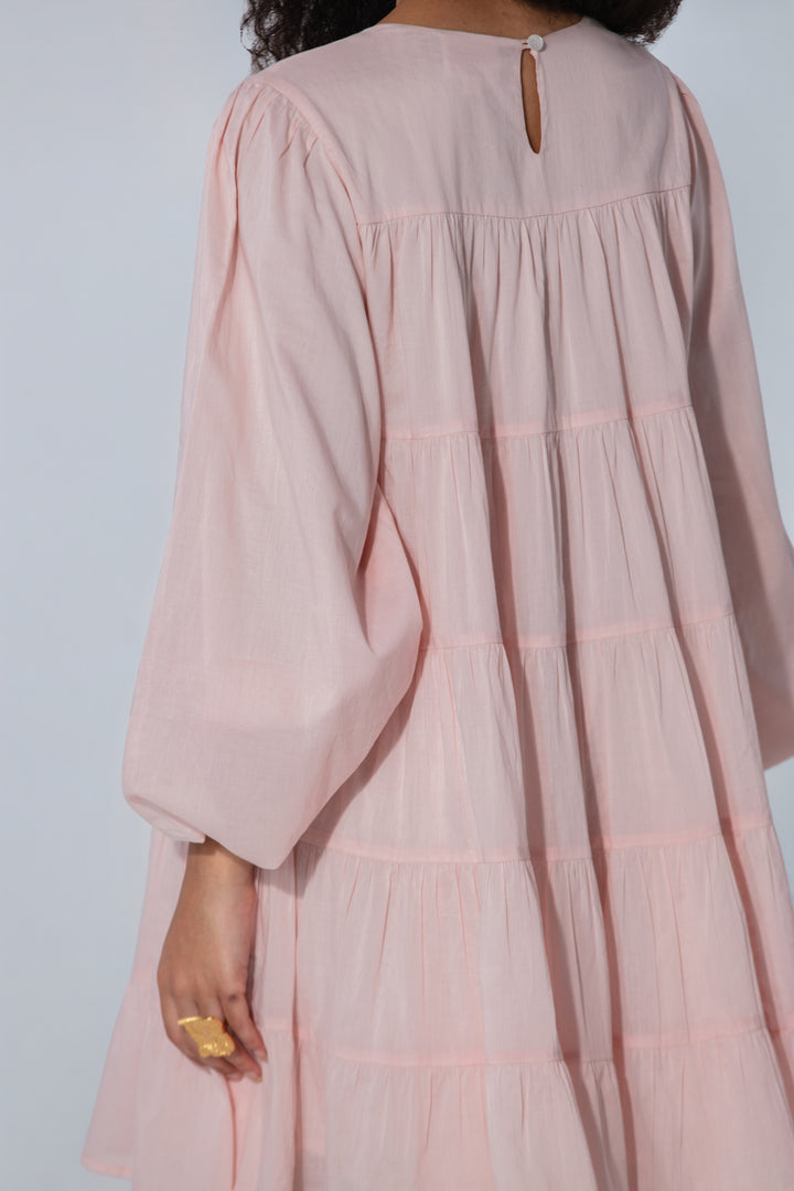 Blush Tiered Cotton Mini Dress