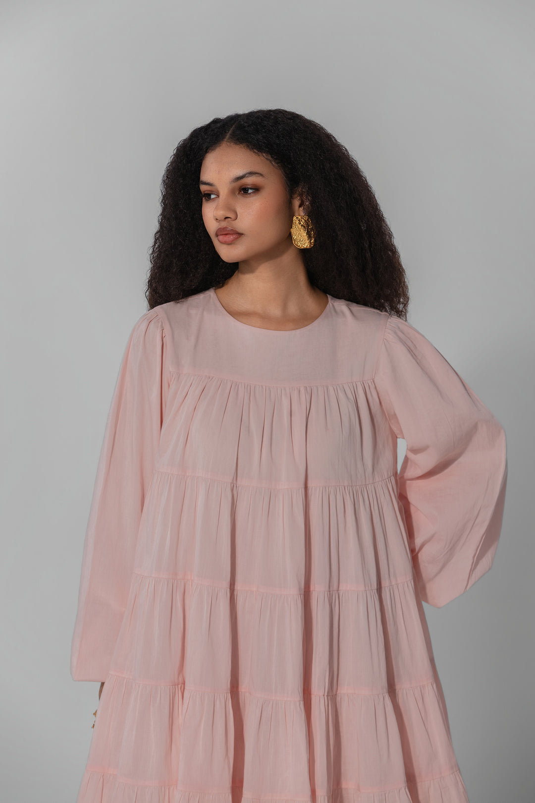 Blush Tiered Cotton Mini Dress
