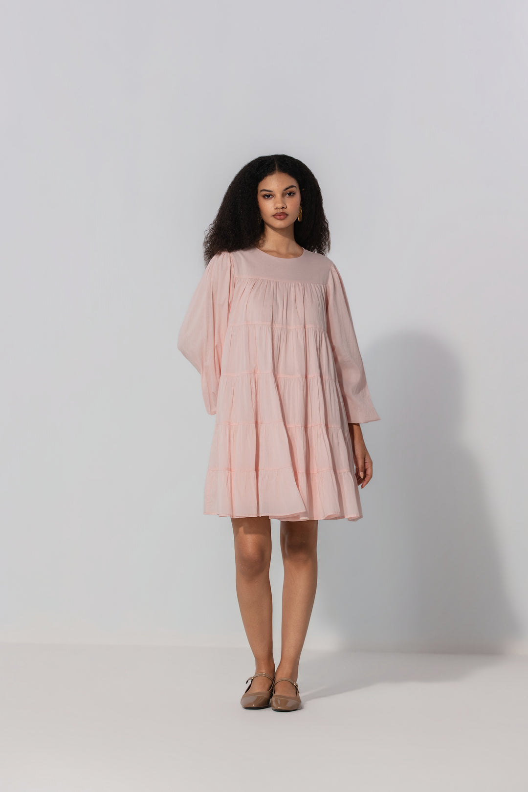 Blush Tiered Cotton Mini Dress