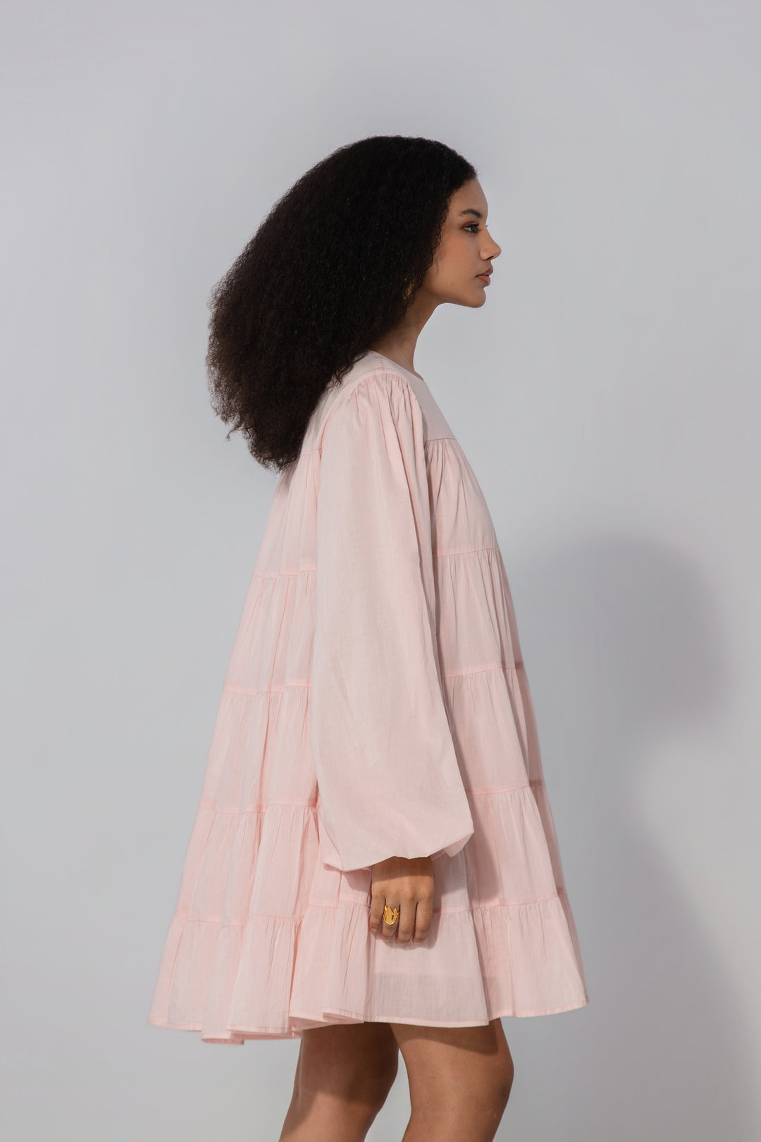Blush Tiered Cotton Mini Dress