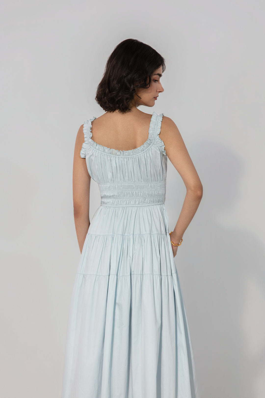 Sky Smocked Tie Maxi Dress