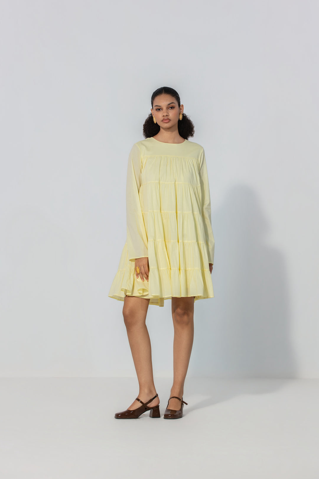 Lemon Tiered Mini Dress