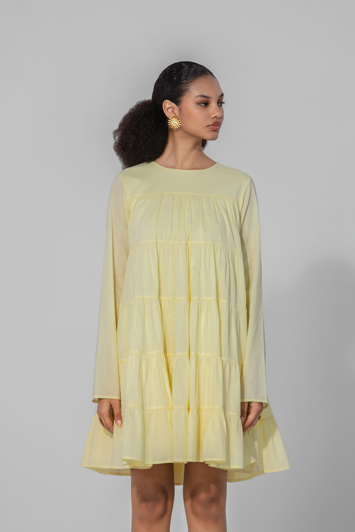 Lemon Tiered Mini Dress