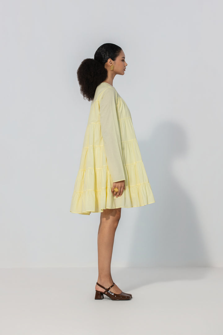 Lemon Tiered Mini Dress